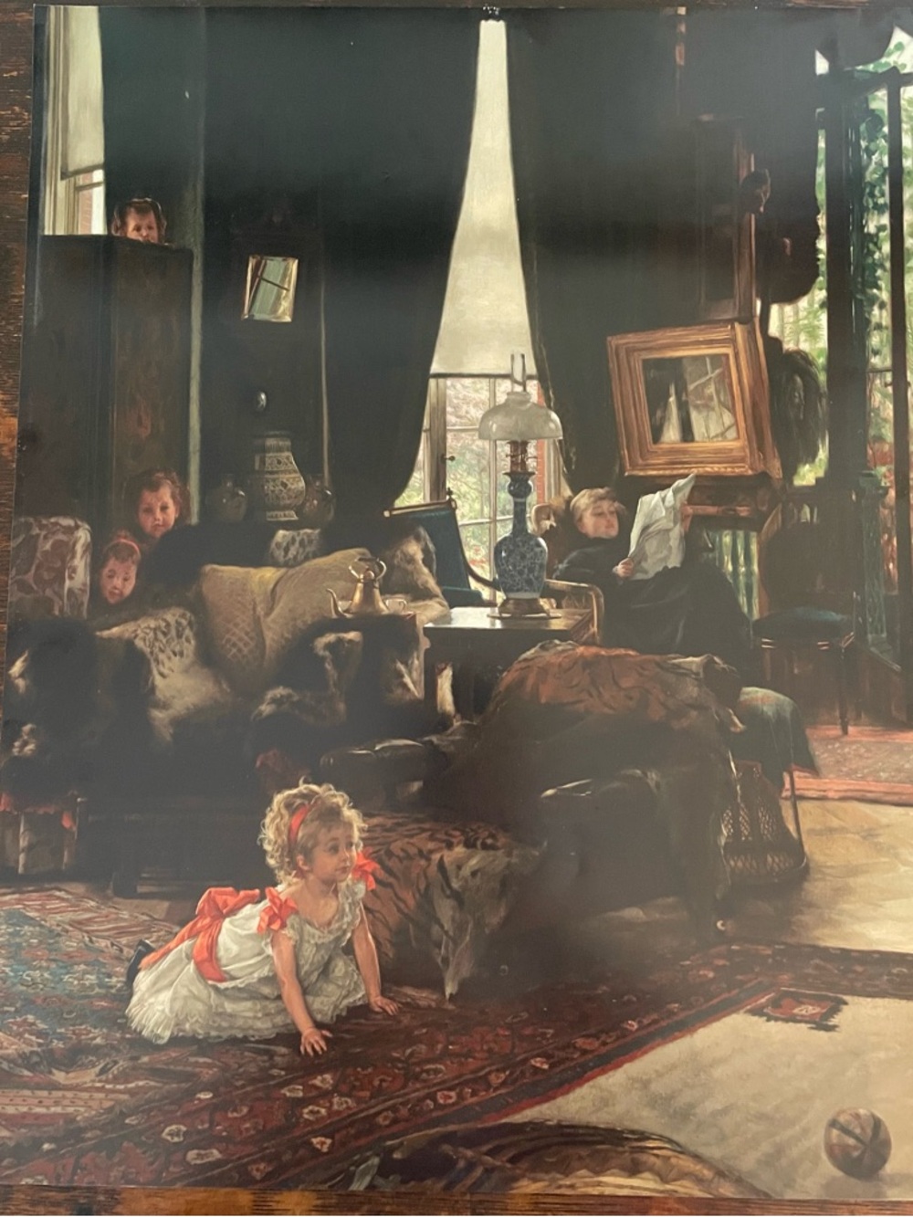 Vintage Style Oil-Style Moody Family Parlor Print Large Size